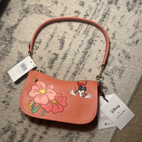 Disney x Coach π©·π§‘ Mickey & Flowers leather shoulder bag purse NWT - Picture 2 of 12